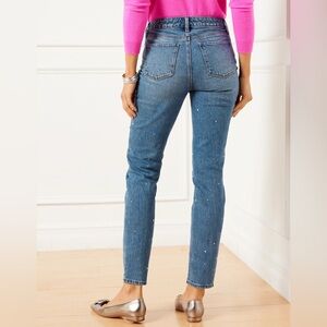 Talbots Blue CRYSTAL EMBELLISHED SLIM ANKLE JEANS